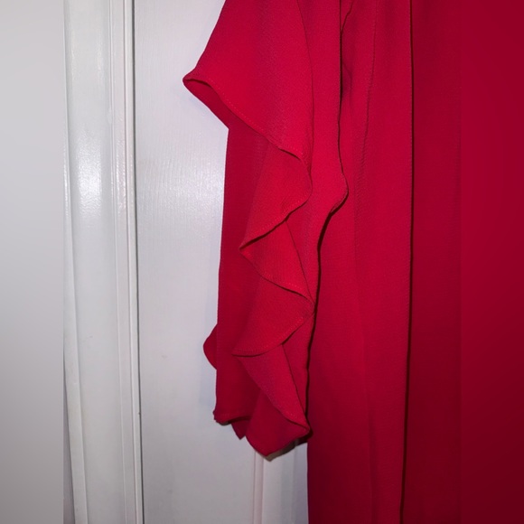 Maggy London Women's Petite Red Crepe Novelty Dress with Sleeve & Neck Shirring - Picture 4 of 15